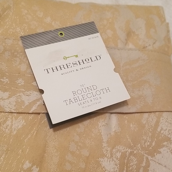 Threshold Holiday Taupe Round Tablecloth 70" - Picture 2 of 4